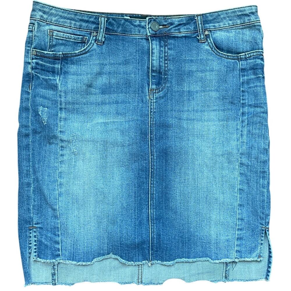 Kut from the Kloth Connie Denim Hi-Low Skirt Size 14 Western Boho Summer Mini